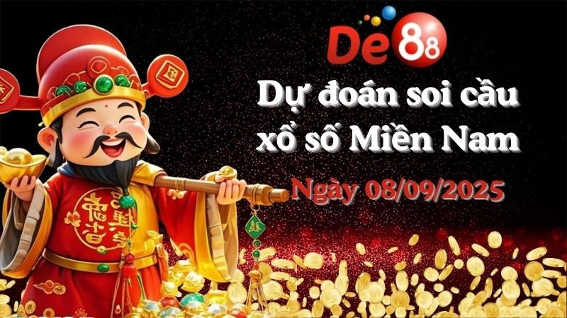 DE88 Dự đoán xổ số miền Nam hôm nay ngày 08/09/2025